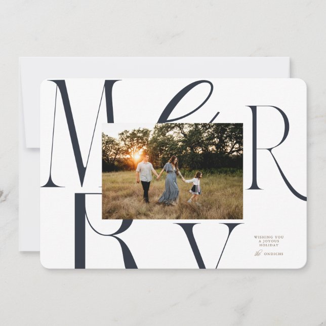 MERRY Typography Christmas Card (Front)