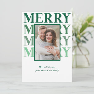 Merry Typography in Emerald Green Ombre Photo Holiday Card