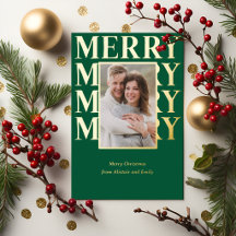 Merry Typography in Gold and Green Photo
