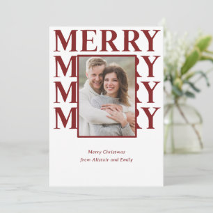 Merry Typography in Ruby Red Photo Holiday Card
