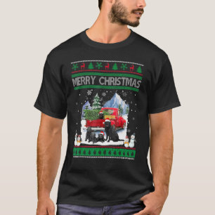 Merry Ugly Christmas Black Lab Hat Santa Red Truck T-Shirt
