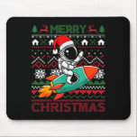 Merry Ugly Christmas Santa Hat Astronaut Riding Ro Mouse Pad<br><div class="desc">Merry Ugly Christmas Santa Hat Astronaut Riding Rocket Xmas</div>