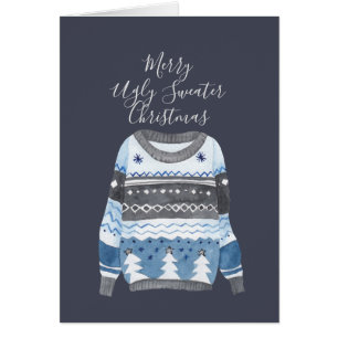 Merry Ugly Sweater Christmas - Grey Blue Sweater