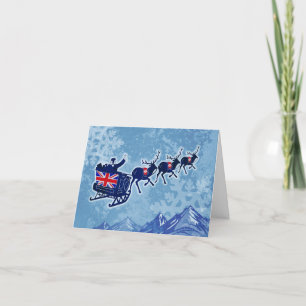 Merry UK Christmas flag Santa greeting card