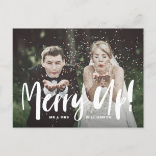 Merry Up! Newlyweds Mr & Mrs Christmas Photo Holiday Postcard