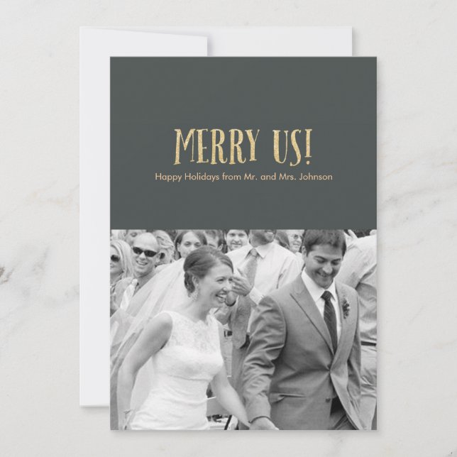 Merry Us! | Holiday Photo Card-Glitter & Cement Card (Front)