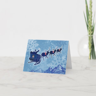 Merry Utah Christmas flag Santa greeting card