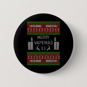 Merry Vapemas - Vaping Ugly Christmas Sweater  2 Inch Round Button