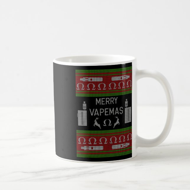 Merry Vapemas - Vaping Ugly Christmas Sweater  Coffee Mug (Right)