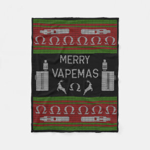 Merry Vapemas - Vaping Ugly Christmas Sweater  Fleece Blanket