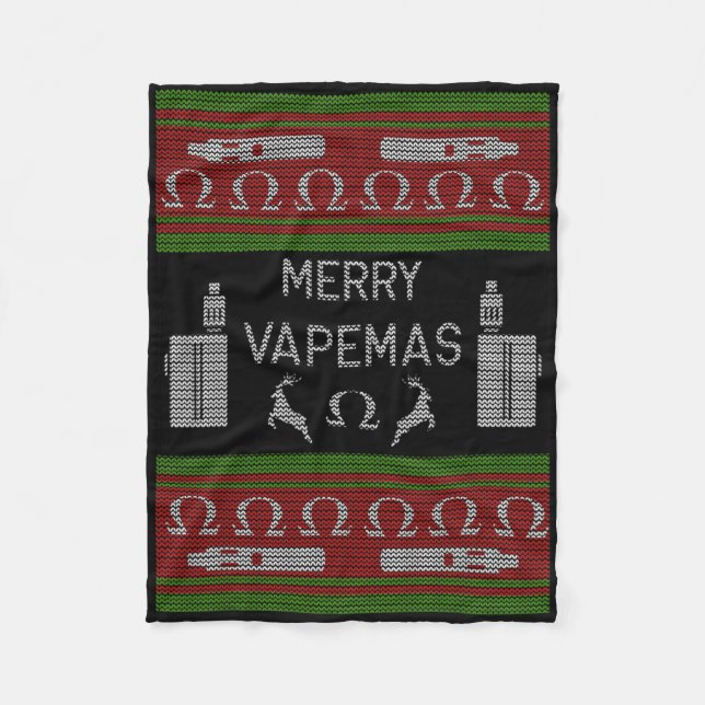 Merry Vapemas - Vaping Ugly Christmas Sweater  Fleece Blanket (Front)
