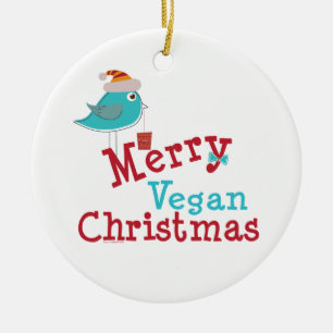 Merry Vegan Christmas Ceramic Ornament