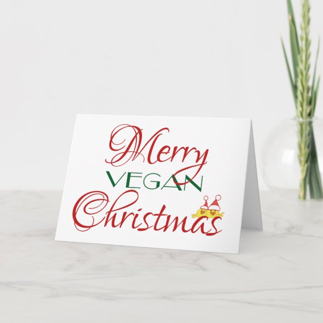 Merry Vegan Christmas Holiday Card (Front)