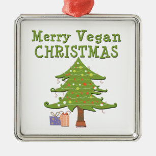 Merry Vegan Christmas Metal Ornament