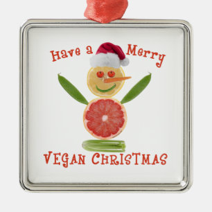 Merry Vegan Christmas Metal Ornament