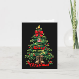 Merry Veteran Christmas Tree Xmas Family Matching Card