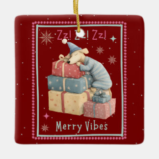 Merry Vibes Ceramic Ornament