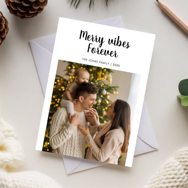 Merry Vibes Forever Photo Family Card (Creator Uploaded)