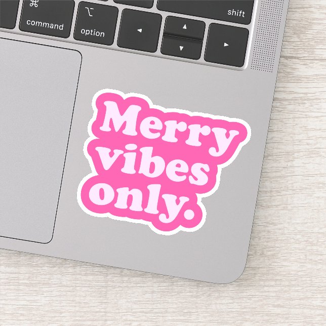 Merry Vibes Only cute fun hot pink retro Christmas (Detail)