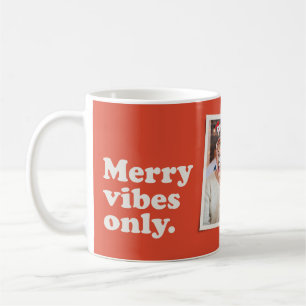 Merry vibes only fun retro one photo Christmas Coffee Mug
