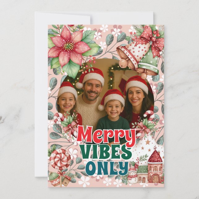 Merry Vibes Only – Funny Christmas Card  (Front)