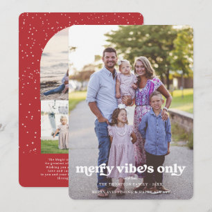 Merry Vibes Only   Retro Christmas Photo Holiday Card