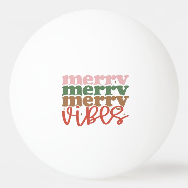 Merry Vibes Retro Groovy Christmas Holidays Ping Pong Ball (Front)