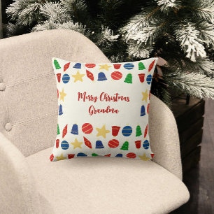 Merry Vintage Holiday Ornaments  Throw Pillow