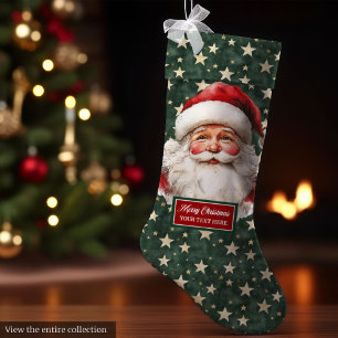 Merry Vintage Santa Stocking Personalized Xmas