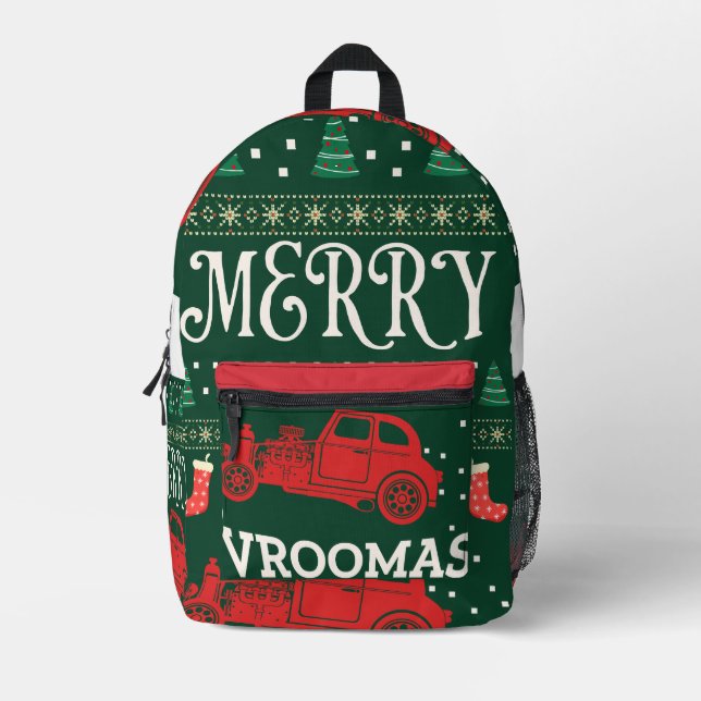 MERRY VROOMAS - CHRISTMAS UGLY SWEATER PRINTED BACKPACK (Front)