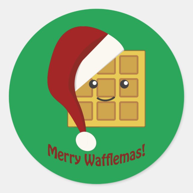 Merry Wafflemas Christmas Waffle Classic Round Sticker (Front)