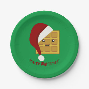 Merry Wafflemas Christmas Waffle Paper Plate