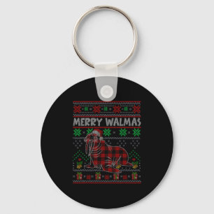 Merry Walmas Ugly Christmas Sweater Walrus Sea Ani Keychain