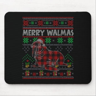 Merry Walmas Ugly Christmas Sweater Walrus Sea Ani Mouse Pad