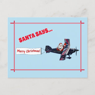 Merry Waving Santa Says Postcard