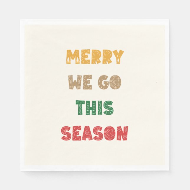 Merry We Go, Merry Christmas, Christmas, Retro Napkin (Front)