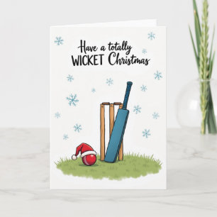 Merry Wicket Cricket Christmas Card