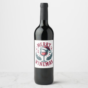 Merry Wine-mas funny Christmas Wine Drinkers Desig Label
