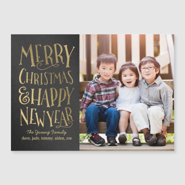 Merry Wishes Holiday Thin Magnetic Card (Front)