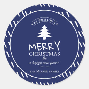 Merry Wishes Personalized Classic Round Sticker