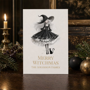 Merry Witchmas Dark Gothic Witch Holiday Card