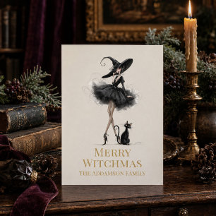 Merry Witchmas Gothic Witch Custom Greeting Card