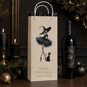 Merry Witchmas Wine Gift Box – Gothic Witch & Cat  Bag
