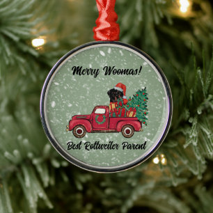 Merry Woofmas! Best Rottweiler Mom Personalized Metal Ornament