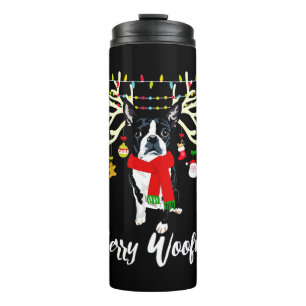 Merry Woofmas Boston Terrier Reindeer Christmas Do Thermal Tumbler