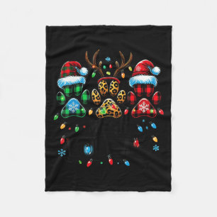 Merry Woofmas Christmas Dog Paws Lights Buffalo Pl Fleece Blanket