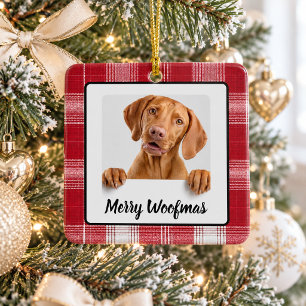 Merry Woofmas Custom Dog Photo Christmas Ornament