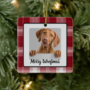 Merry Woofmas Custom Dog Photo Christmas Ornament
