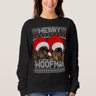 Merry Woofmas Cute Rottweiler Puppies With Santa H Sweatshirt