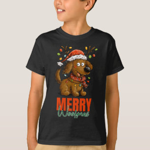 Merry Woofmas Dog Cute Christmas Lights Puppy Long T-Shirt
